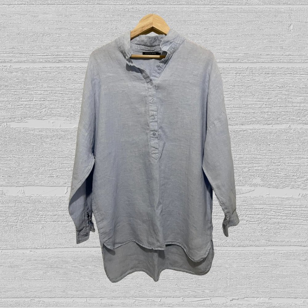 Monoprix Femme 4 Blue linen oversized tunic longsleeves